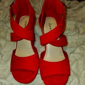 Torrid red strappy wedge